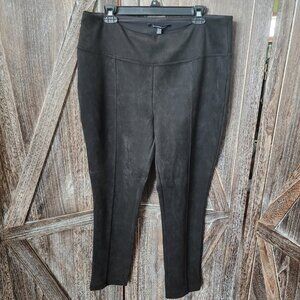 Andrew Marc Size XL Suede Like Seamed‎ Black Leggings Elastic Waist Stretchy EUC